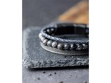 GEMINI | Bracelet | Olympus | Grey | Larvikite | 6 mm | TR5_