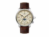 Zeppelin | Homme | Quartz | Phase de Lune | Cuir Brun | Beige | 40mm | 9636-5_