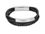 Lotus Style | Bracelet | Acier Inoxydable | Cuir Noir | LS2406/2/1_