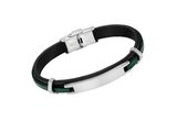 Lotus Style | Bracelet | Acier Inoxydable | Cuir Noir & Vert | LS2400/2/2_