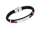 Lotus Style | Bracelet | Acier Inoxydable | Cuir Noir & Rouge | LS2400/2/3_