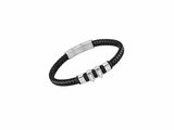 Lotus Style | Bracelet | Acier Inoxydable | Cuir Noir | LS2404/2/1_