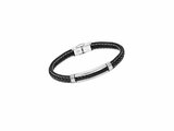 Lotus Style | Bracelet | Acier Inoxydable | Cuir Noir | LS2405/2/1_