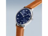 Bering | Homme | Quartz | Titanium | Cuir Brun | Bleu | 40mm | 18640-567_