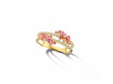 Loumya Gold "Or" | Bague | Or Jaune | Diamants 0.16ct | Tourmaline | Rose | R43599-11_