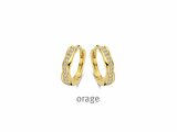 Orage | Boucles d'Oreilles | Créoles | Plaqué Or | Oxyde de Zirconium | 13mm|O/6005_