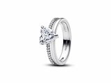 Pandora | Bague | Coeur anneau double | Argent | Zirconiums | 193100C01_