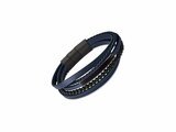 Lotus Style | Bracelet | Homme | Acier Inoxydable Noir | Cuir Bleu | LS2144/2/2_