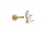 Loumya Steel | Piercing | Acier 316L | Doré | Oxyde de Zirconium | Tige 1.2x8mm | 155909JW_