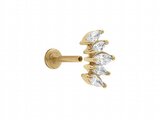 Loumya Steel | Piercing | Acier 316L | Doré | Oxyde de Zirconium | Tige 1.2x8mm | 155910JW_