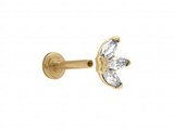 Loumya Steel | Piercing | Acier 316L | Doré | Oxyde de Zirconium | Tige 1.2x8mm | 155911JW_