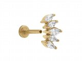 Loumya Steel | Piercing | Acier 316L | Doré | Oxyde de Zirconium | Tige 1.2x8mm | 155918JW_