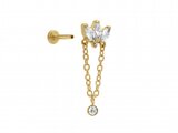 Loumya Steel | Piercing | Acier 316L | Doré | Oxyde de Zirconium | Tige 1.2x8mm | 155923JW_