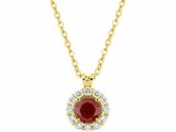 Diamants de Laboratoire | Collier | Or Jaune 9K | Rubis Synth.|Diamants de Labo 0.13ct | 9KLGR231Y_