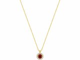Diamants de Laboratoire | Collier | Or Jaune 9K | Rubis Synth.|Diamants de Labo 0.13ct | 9KLGR231Y_