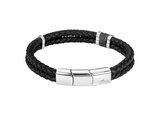 Lotus Style | Bracelet | Acier | Cuir | Noir | LS2529-2/1_