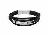 Lotus Style | Bracelet | Acier | Cuir | Noir | LS2589-2/1_