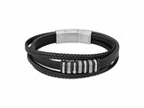 Lotus Style | Bracelet | Acier | Cuir | Noir | LS2591-2/1_