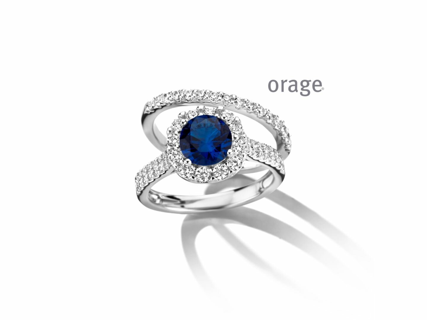 Orage Bague Double Argent Oxyde de Zirconium Bleu AT110