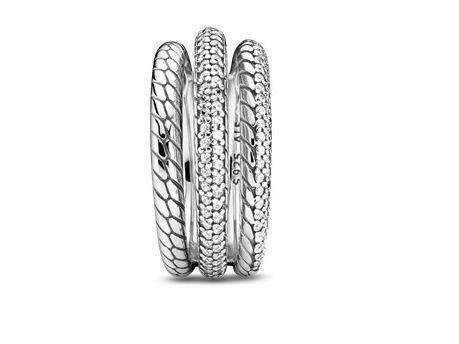Pandora | Triple Anneau Motif Maille Serpent Pavé Pandora | Triple Anneau Motif Maille Serpent Pavé
