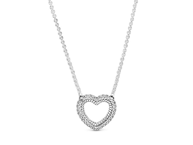 Pandora | Cœur Ouvert Motif Maille Serpent Pavé Pandora | Cœur Ouvert Motif Maille Serpent Pavé
