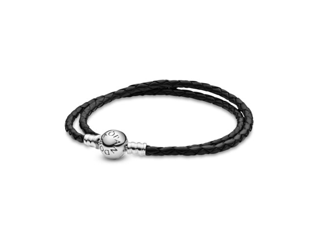 Pandora | Bracelet Double | Cuir Noir | 590745CBK-D1 Pandora | Bracelet Double | Cuir Noir | 590745CBK-D1
