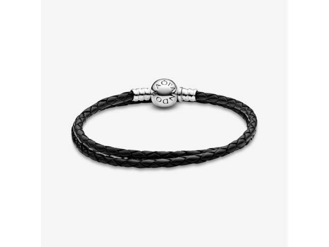 Pandora | Bracelet Double | Cuir Noir | 590745CBK-D1 Pandora | Bracelet Double | Cuir Noir | 590745CBK-D1