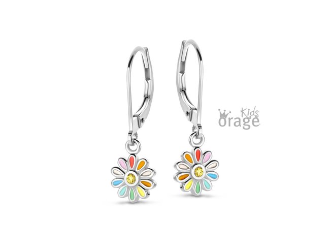 Orage Kids | Boucles d'Oreilles | Argent | Fleur  Multi| K2164