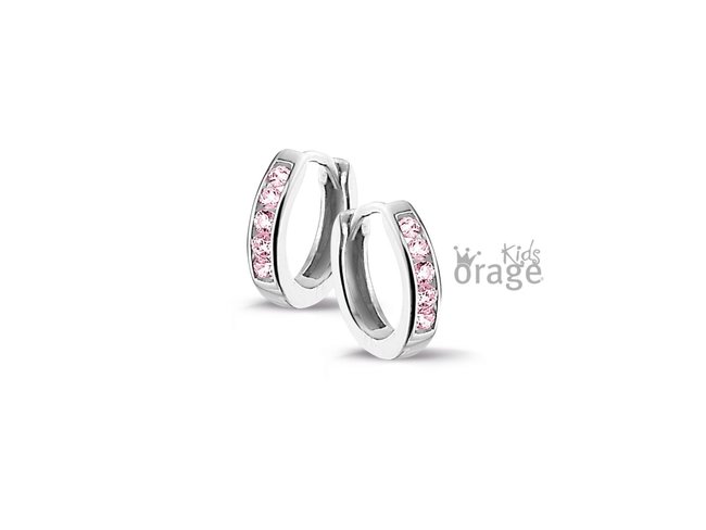 Orage Kids | Créoles | Argent | Oxyde de Zirconium Rose | ø12mm | K2130