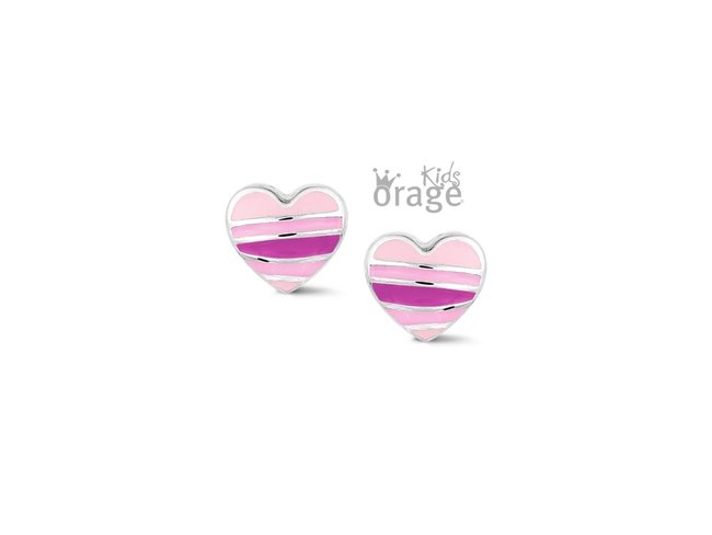 Orage Kids | Boucles d'Oreilles | Argent | Coeur | Rose | K2505