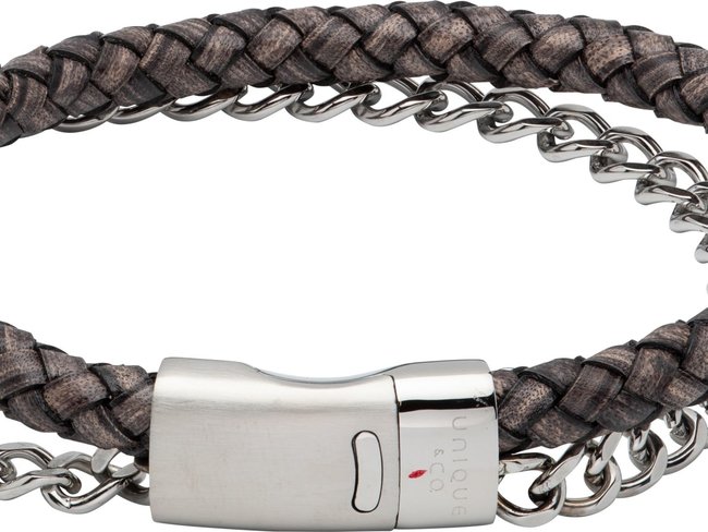 Unique Men | Bracelet | Cuir | Acier | B480ABL Unique Men | Bracelet | Cuir | Acier | B480ABL