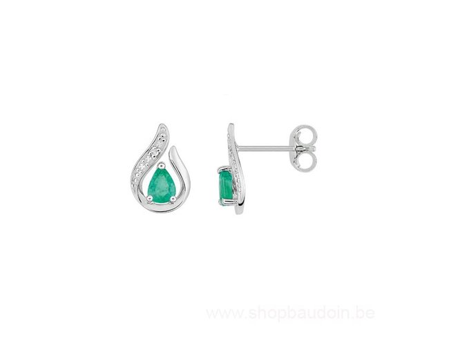 Loumya Gold | Boucles d'Oreilles | Or Blanc |Emeraude| MZ220GEB4 Loumya Gold | Boucles d'Oreilles | Or Blanc |Emeraude| MZ220GEB4