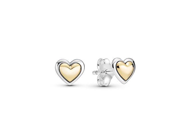 Pandora | Boucles d'Oreilles | Cœurs Dorés Bombé | 299389C00