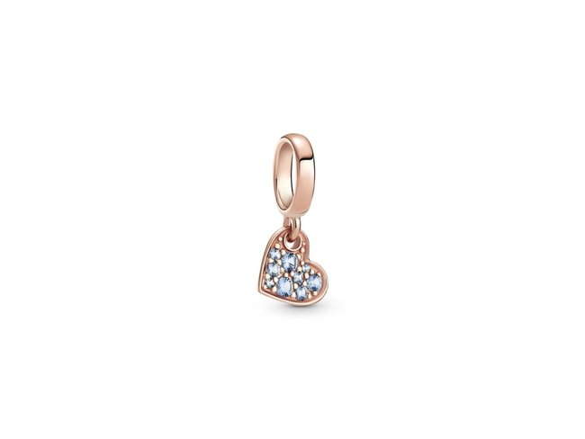 Pandora | Charm | Cœur Incliné Pavé Bleu Clair | 789404C01