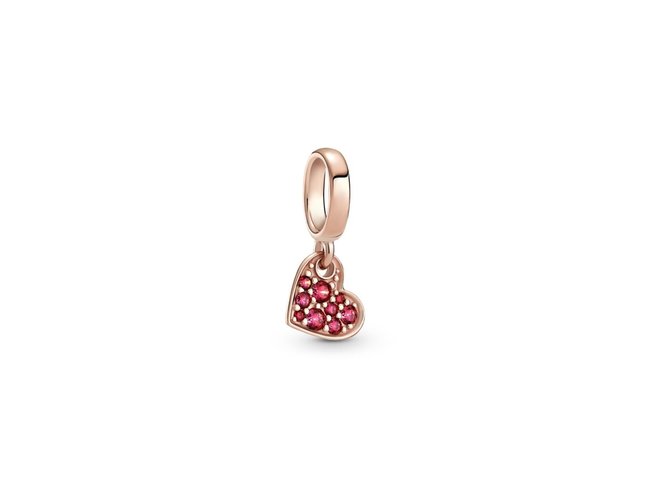 Pandora | Charm | Cœur Incliné Pavé Rouge | 789404C02 Pandora | Charm | Cœur Incliné Pavé Rouge | 789404C02