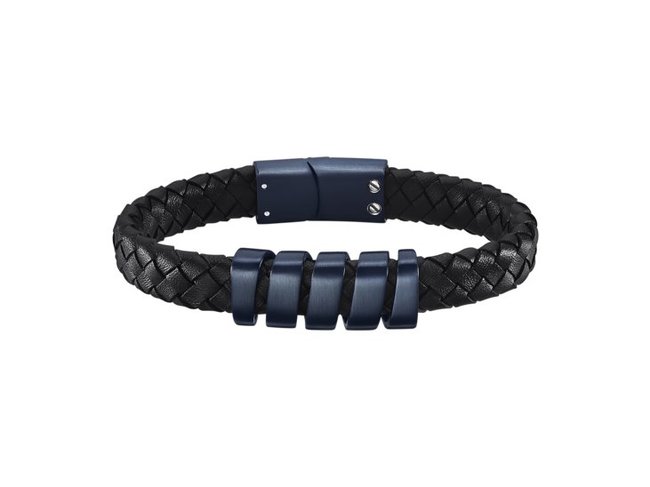 Lotus Style | Bracelet | Cuir Noir | Fermoir Bleu | LS2207/2/1