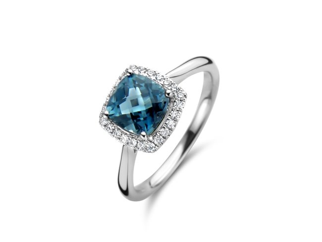 Emmilou 18K | Bague| Or Blanc | Diamants 0.15ct | Topaze | R182 Emmilou 18K | Bague| Or Blanc | Diamants 0.15ct | Topaze | R182
