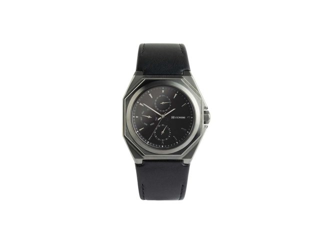 Gemini Watches | Homme | Quartz | Acier Black | Cuir Noir | LUX01 Gemini Watches | Homme | Quartz | Acier Black | Cuir Noir | LUX01