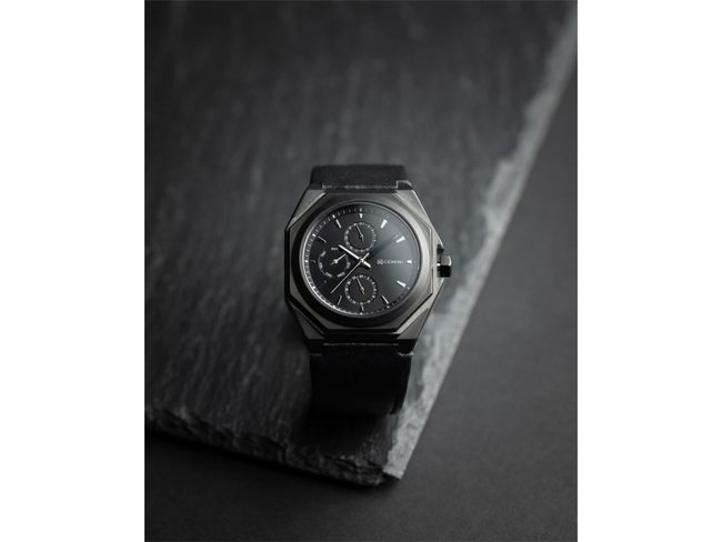 Gemini Watches | Homme | Quartz | Acier Black | Cuir Noir | LUX01