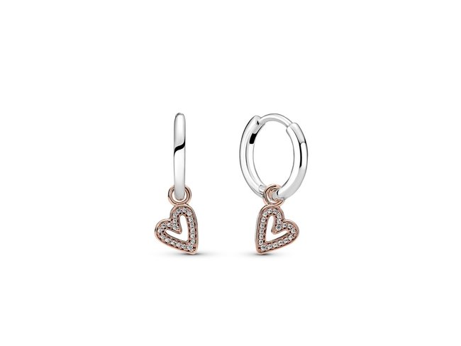 Pandora | Boucles D'Oreilles | Bicolore | Coeur | 280090C01