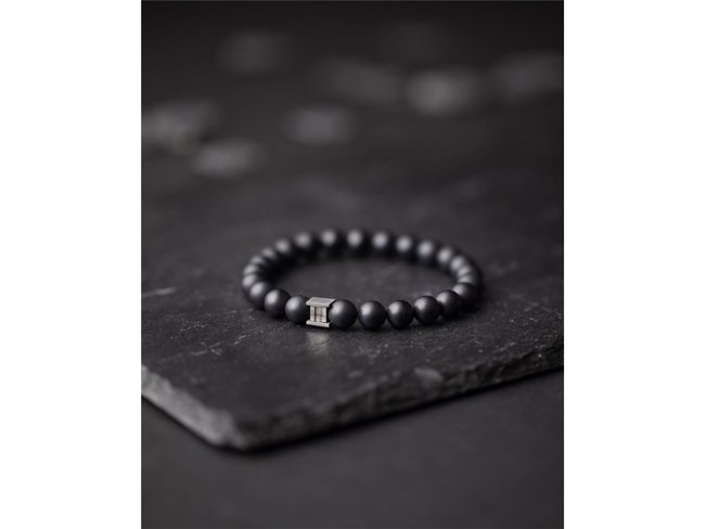 GEMINI | Bracelet | Homme | Deep Black Mat | Agate | 8 mm | D2