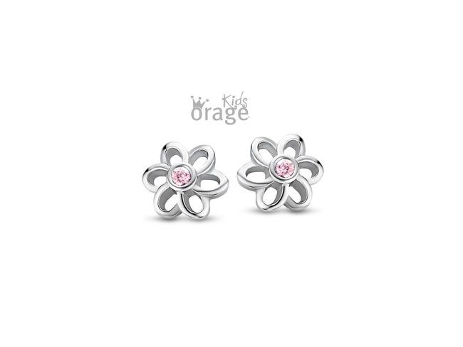 Orage Kids | Boucles d'Oreilles | Argent | Fleur Rose | K2316