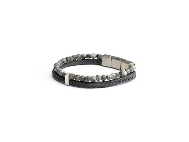 GEMINI | Bracelet | Double | Grey | 4 mm | O34