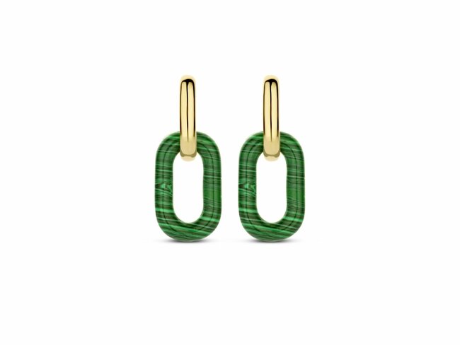 Ti Sento | Boucles d'Oreilles | Créoles | Plaqué Or | Vert Malachite | 7903MA Ti Sento | Boucles d'Oreilles | Créoles | Plaqué Or | Vert Malachite | 7903MA