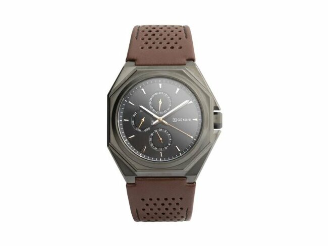 Gemini Watches | Homme | Quartz | Acier | Cuir Marron | 44mm | LUX06