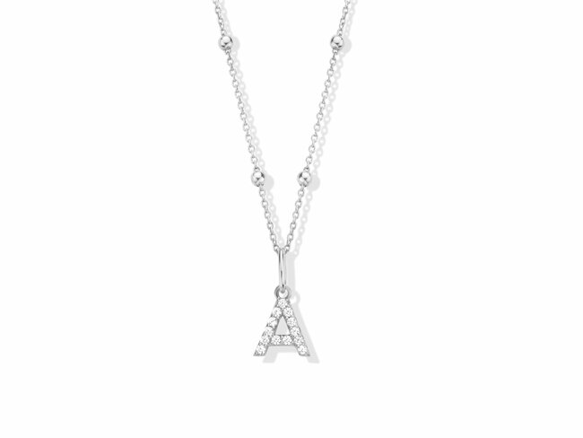 Naiomy Silver | Collier | Argent | Oxyde de Zirconium | Lettre A | B0A1A