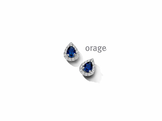 Orage | Boucles d'Oreilles | Argent | Oxyde de Zirconium | Bleu | AT122