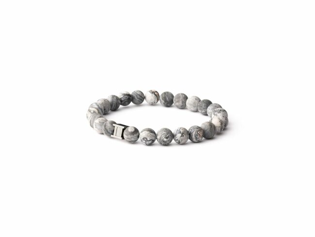 GEMINI | Bracelet | Alpha Mat Grey | Jaspe | 8mm | A10