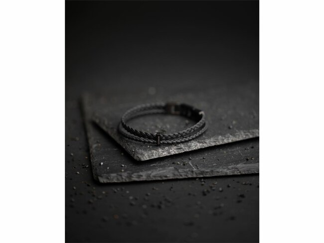 GEMINI | Bracelet | Duo Black | Cuir | Acier Inoxydable Noir | O51