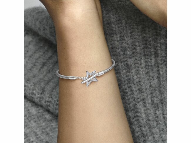 Pandora | Bracelet | Moments | Fermoir en T Étoile Asymétrique | 592357C01 Pandora | Bracelet | Moments | Fermoir en T Étoile Asymétrique | 592357C01